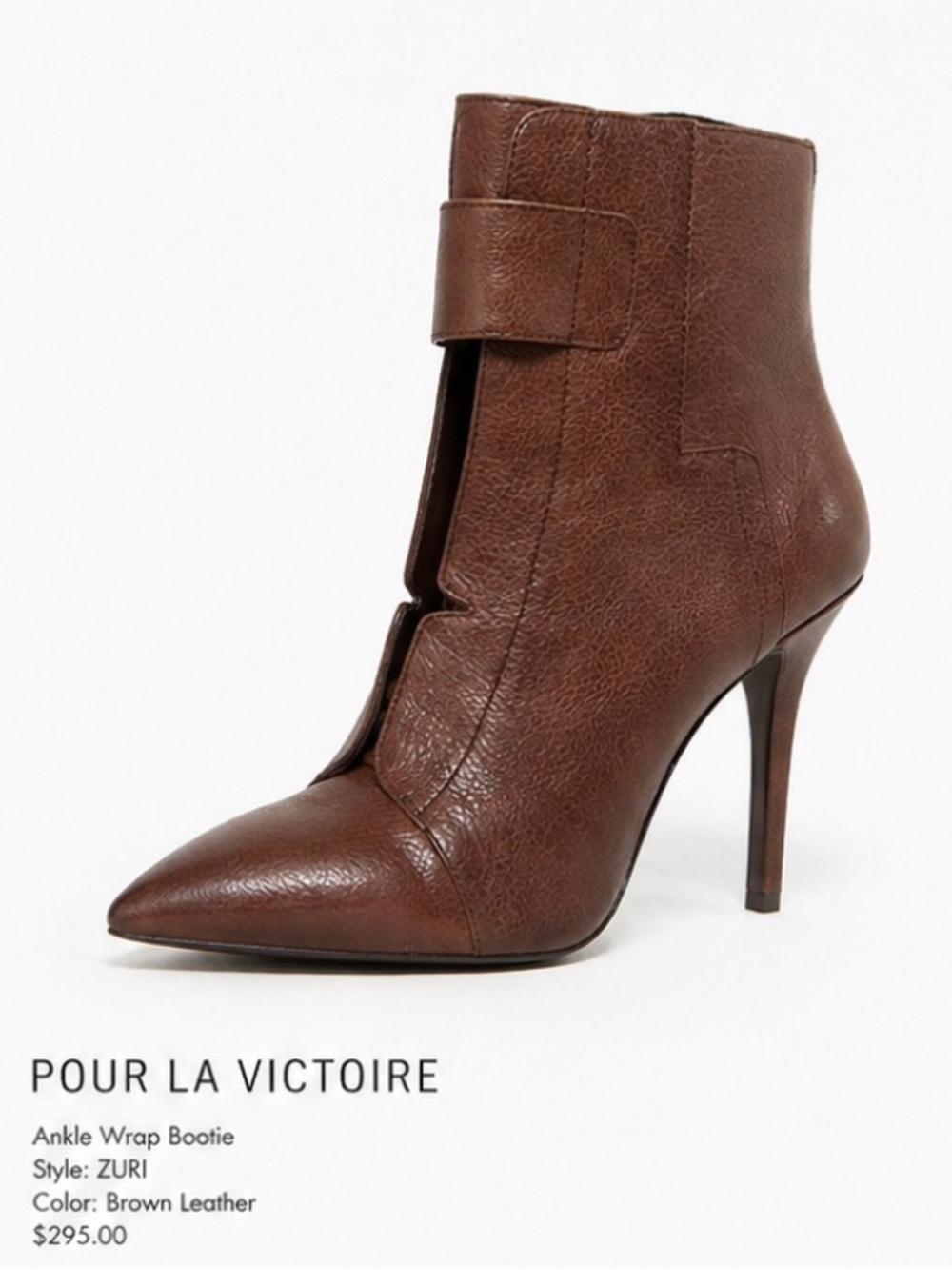 Pour La Victoire Brown Leather Pointed Ankle Booties - Picture 2 of 11